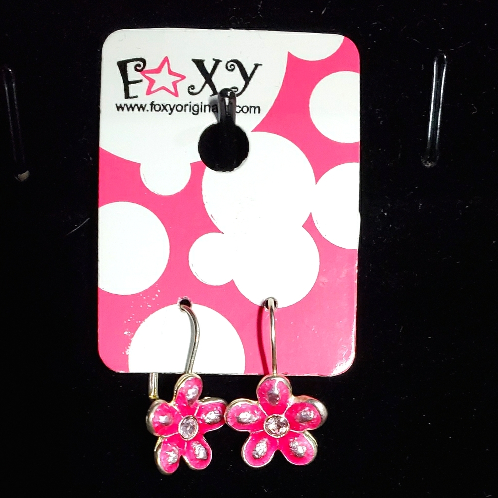 NEW Foxy Originals Pink Flower Enamel Earrings